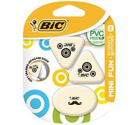 Bic gommes mini fun en caoutchouc synthétique designs blister 2 a lot de 3-blanc