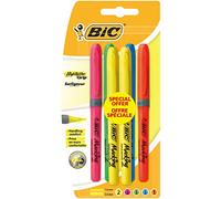 BIC Surligneurs Highlighter Grip – Pointe biseautée – Couleurs fluo assorties – Blister 6