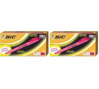 BIC Highlighter Grip Surligneurs Pointe Biseautée - Rose, Boîte de 12 (Lot de 2)