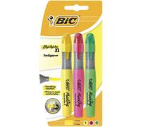 BIC Highlighter XL Surligneurs Pointe Biseautée - Couleurs Assorties, Blister de 3