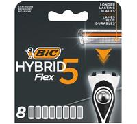 BIC Hybrid 5 Flex Recharges - 8 Recharges de Rasoir Homme à 5 Lames Nanotech en Titane avec Bande Lubrifiante pour un Rasage Précis
