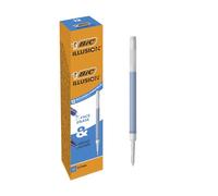 BIC Illusion Recharges Stylo Effaçable avec Encre Thermosensible et Gomme - Bleu, Boîte de 12