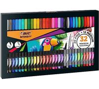 BIC Intensity Bille Set de Feutres d'Ecriture à Pointe Fine et Moyenne - Couleurs Assorties, Coffret Cadeau