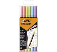 BIC Marqueur Intensity Dual Tip – Double pointe, pinceau – 6 couleurs