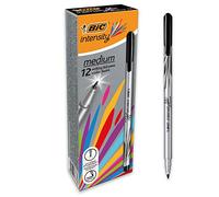 BIC Intensity Feutres d'écriture, Idéal Pour Ecrire Et Dessiner, Pointe Moyenne (0,8 mm), Couleur Noir, Boîte de 12