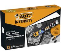 BIC Marqueurs permanents Intensity pointe ogive 4,5 mm Blanc lot de 12