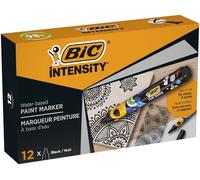 BIC Intensity Lot de 12 marqueurs permanents à pointe ogive Noir 4,5 mm