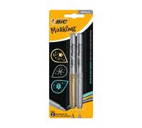BIC Intensity Lot de 2 marqueurs permanents métalliques - Or et argent
