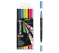 BIC Intensity Lot de 6 feutres double pointe pour peindre en 6 couleurs différentes, avec pointe épaisse et fine