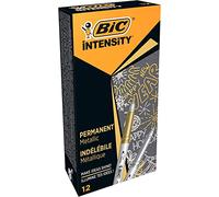 BIC Marqueur métallique Intensity – indélébile, pointe incurvée fine – Or et Argent, boîte de 12