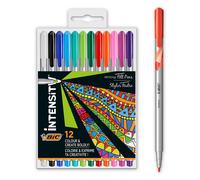 Bic Intensity Medium Stylos Feutres Pointe Moyenne -0.8 Mm- - Couleurs Assorties. Pochette Semi-Rigide De 12