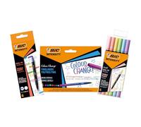 BIC Intensity Pack de Stylos Feutres 2-en-1 avec Changement de Couleur et Double Embout Pinceau et Surligneur - Couleurs assorties, 3 Packs de 6