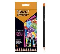 Crayons De Couleur - Bic - Intensity Premium - Lot De 12 - Mine Douce - Résistante Aux Taches - Professionnels