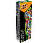 BIC Intensity Stylo Feutre d'écriture Pointe Medium et Corps métallisé - Vert intense, Boîte de 12