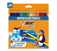 BIC Kids Aquacouleur Crayons de Couleur Aquarellables (Effet Peinture) - Couleurs Assorties, Etui Carton de 24