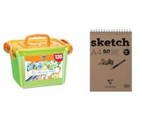 BIC Kids Boîte de Coloriage, 60 Crayons de Couleur, 60 Feutres de Coloriage, Couleurs Assorties, Boîte de 120 Unités
