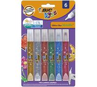 BIC Kids Colle à paillettes – couleurs métallisées assorties – blister de 6
