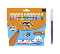 BIC Kids Couleur XL Feutres de Coloriage Lavables à Pointe Large - Couleurs Assorties, Etui Carton de 12