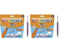 BIC Kids Couleur XL Feutres de Coloriage Lavables à Pointe Large - Couleurs Assorties, Etui Carton de 12 (Lot de 2)