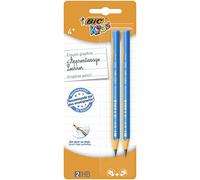 BIC Kids Crayons à Papier d'Apprentissage Triangulaires Extra-Larges HB - Bleu ou Rose (sans choix possible), Blister de 2