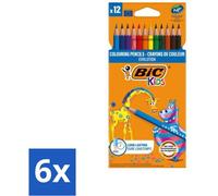 Bic Kids - Crayons de couleur - Couleurs variées - Evolution - 12 crayons - Pack avantage - 6 pièces