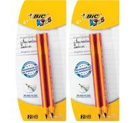 BIC Kids Ecriture Crayons à Papier d'Apprentissage Triangulaires Extra-Larges HB - Corps Rose, Boîte de 12 (Lot de 2)
