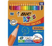 BIC Kids Evolution ECOlutions Crayons de Couleur - Coloris Assortis, Boîte en Métal de 15+3