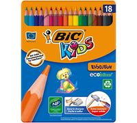 BIC Crayons de couleur Kids Evolution ECOlutions – Coloris assortis – Boîte en métal de 18