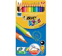 BIC Kids Evolution ECOlutions Crayons de Couleur - Coloris Assortis, Boîte Métallique de 12