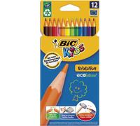 BIC KIDS Evolution ECOlutions Crayons de Couleur - Coloris Assortis, Etui Carton de 12