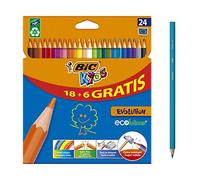 BIC Kids Evolution ECOlutions Crayons de Couleur - Coloris Assortis, Etui Carton de 18+6