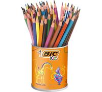 BIC Kids Evolution ECOlutions Crayons de Couleur Enfant, Parfait pour l'Ecole - Couleurs Assorties, Pot à Crayons x60