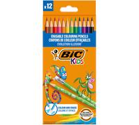 BIC Crayons de couleur Evolution Illusion effaçables – Lot de 12