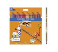 BIC Crayons de couleur Kids Evolution Stripes – Couleurs vives et intenses, assorties – Lot de 24