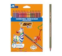 BIC Kids Evolution Stripes Crayons de Couleur Enfant, Couleurs vives et intenses, Idéal pour dessiner et colorier - Couleurs assorties, Lot de 18