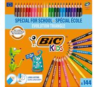 BIC Kids Evolution Triangle ECOlutions Crayons de Couleurs Triangulaires - Couleurs Assorties, Classpack de 144