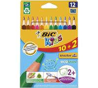 BIC Kids Evolution Triangle ECOlutions Crayons de Couleurs Triangulaires - Couleurs Assorties, Etui Carton de 10+2