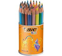 BIC Kids Evolution Triangle ECOlutions Crayons de Couleurs Triangulaires - Couleurs Assorties, Pot à Crayons de 48