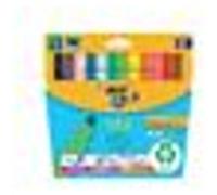 BIC Kids Visacolor XL Feutres de Coloriage à Pointe Large, Lavables, Encre à base d'eau - Couleurs Assorties, Etui Carton de 12