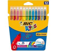 BIC Kids Kid Couleur Feutres de Coloriage à Pointe Moyenne - Couleurs Assorties, Etui Carton de 12