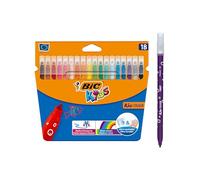 BIC Kids Kid Couleur Feutres de Coloriage à Pointe Moyenne - Couleurs Assorties, Etui Carton de 18