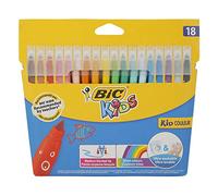 BIC Feutres de coloriage Kid Couleur pointe moyenne Pochette 18 couleurs assorties