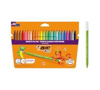 BIC Kids Kid Couleur - Feutres de Coloriage Lavables à Pointe Moyenne - Couleurs Assorties, Etui Carton de 24