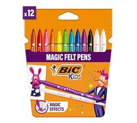 BIC Kids Magic - Feutres à pointe moyenne, couleurs assorties, étui carton de 12
