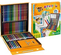 BIC Kids - Mallette de coloriage - 24 crayons, 24 feutres, 16 craies, 36 stickers à colorier