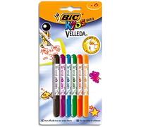 BIC Kids Mini Velleda Feutres Effaçables à Sec Pointe Conique Fine - Couleurs Assorties, Blister de 6