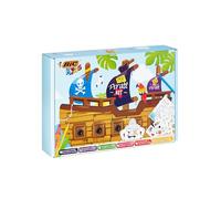 BIC Kids Mon Pirate : Crayons & craies de coloriage, Jeux papier, Autocollants, Carte au trésor - Couleurs assorties, lot de 47