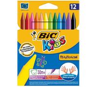BIC Plastidecor - Craies de cire pour enfants - Étui en carton - Lot de 12