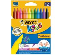 BIC Plastidecor, Lot de 12 craies de cire pour enfants, étui en carton, vous recevrez 1 paquet, contenu de la livraison : étui de 12