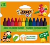 BIC Craies de coloriage Plastidecor Triangle – couleurs assorties – étui carton de 12